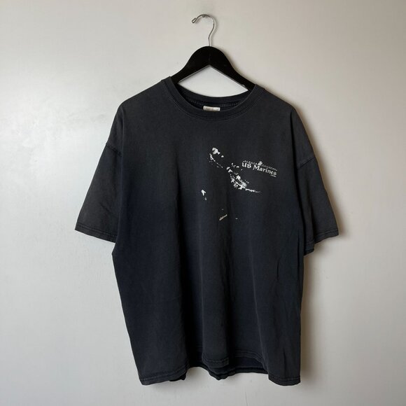 Distressed US Marines T Shirt Vintage Y2K Adult Gray Extra Large XL Graphic Tee - Picture 16 of 16
